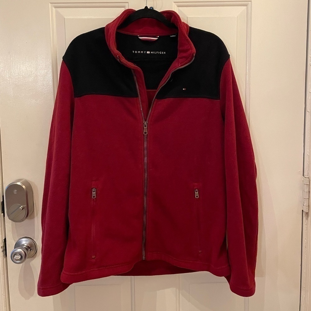 Tommy Hilfiger Fleece Red Black Full Zip Up Jacket 
Men Medium 
Condition 8/10 - Picture 10 of 10